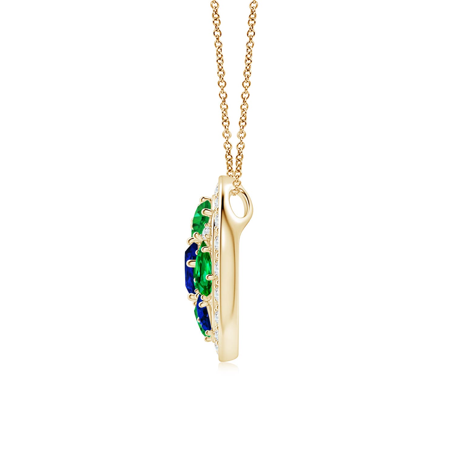8x6mm Labgrown The Heritage Collection Multi-Shape Lab-Grown Blue Sapphire and Emerald Pendant by D.K. Surana in Yellow Gold - side - side 3