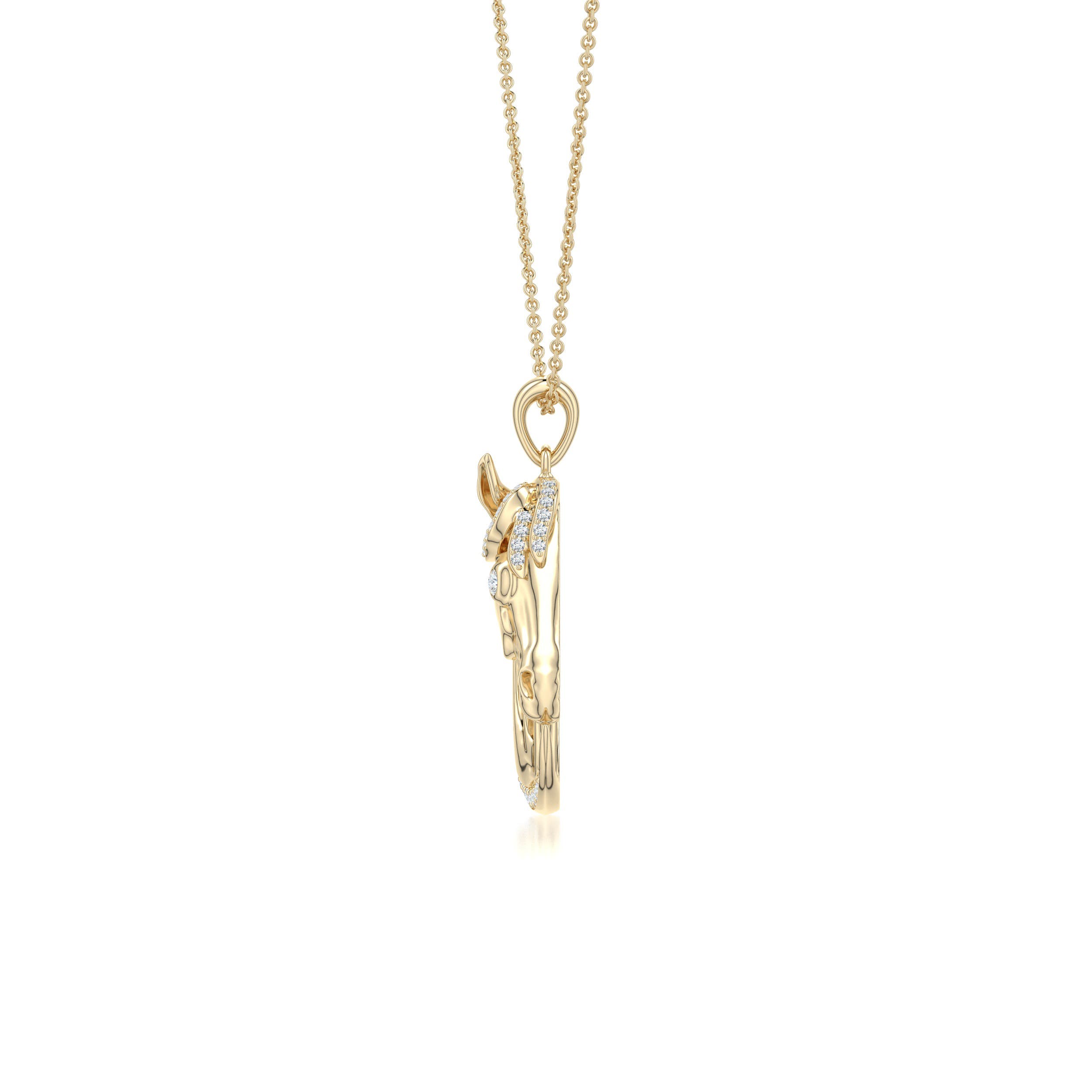 1.4mm FGVS Equestria Arabian Horse Head Pendant in Yellow Gold - side 1