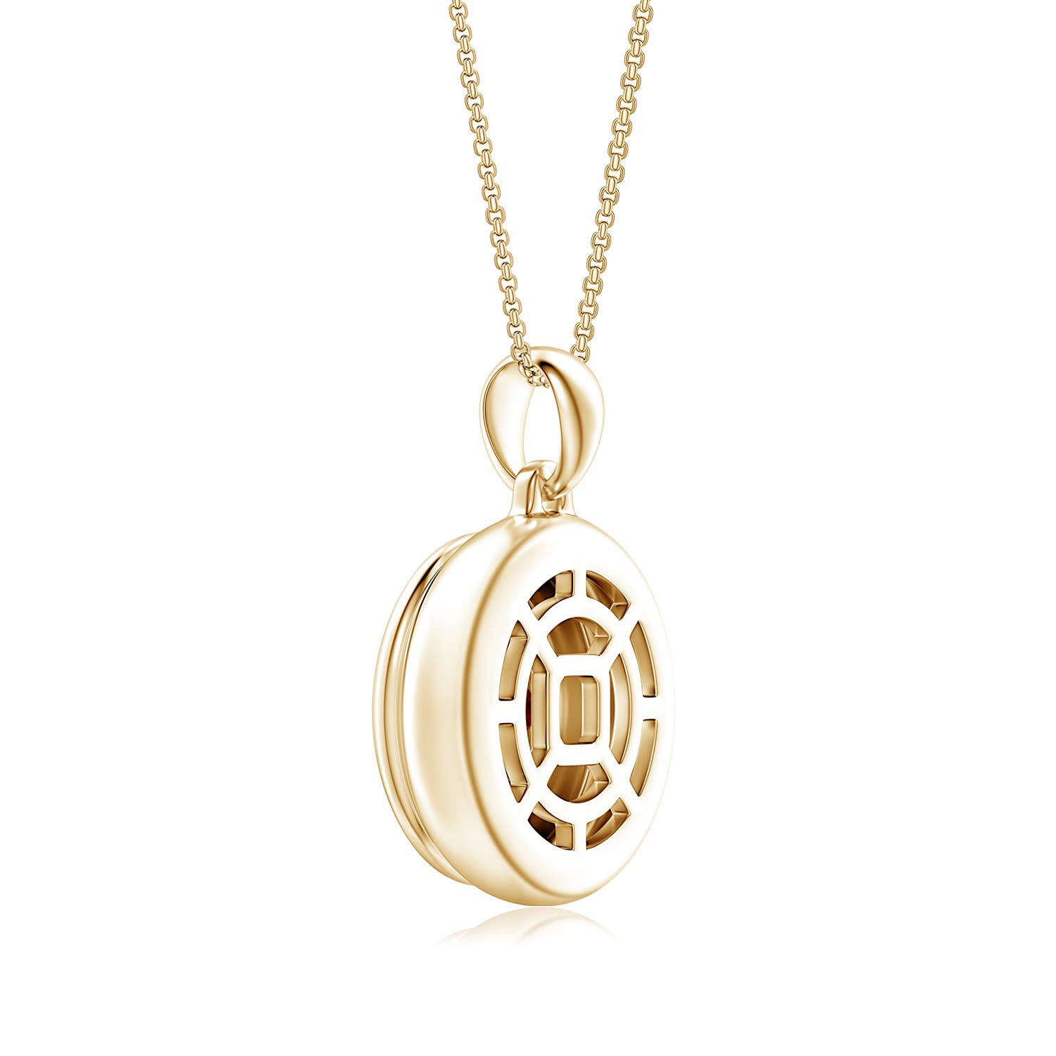 8mm Labgrown Round Lab-Grown Ruby Men’s Medallion Pendant in Yellow Gold - side 2