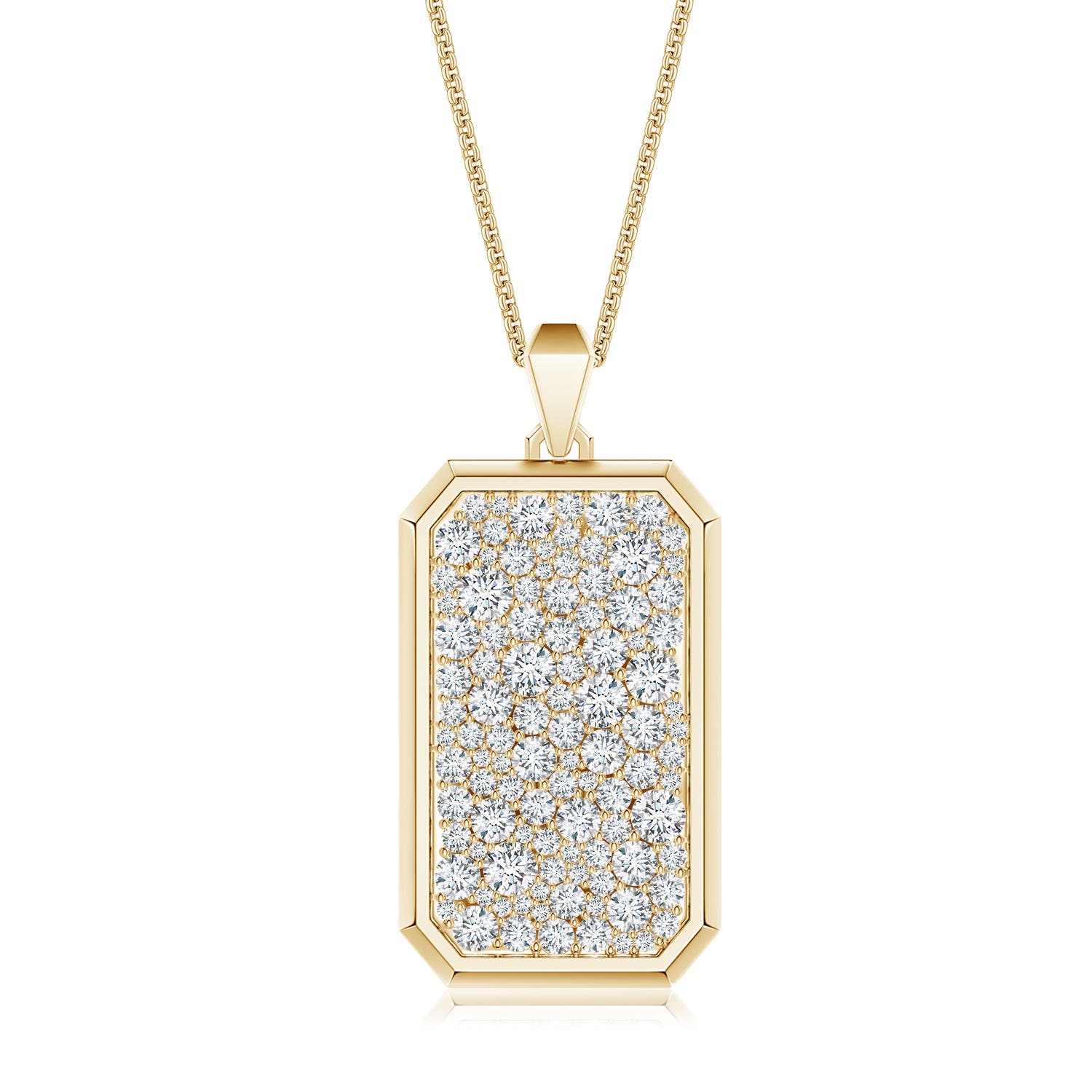 3mm FGVS Pavé-Set Lab-Grown Diamond Men’s Elongated Octagon Tag Pendant in Yellow Gold