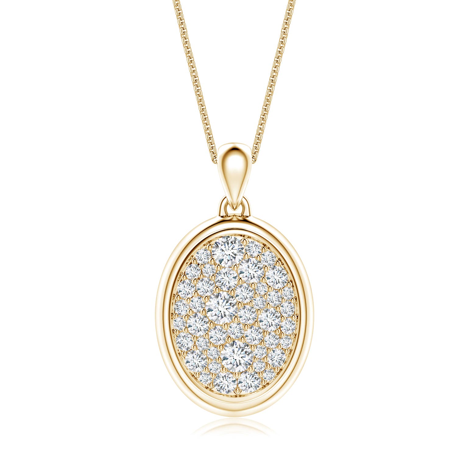 3.2mm FGVS Pavé-Set Lab-Grown Diamond Men’s Oval Medallion Pendant in Yellow Gold