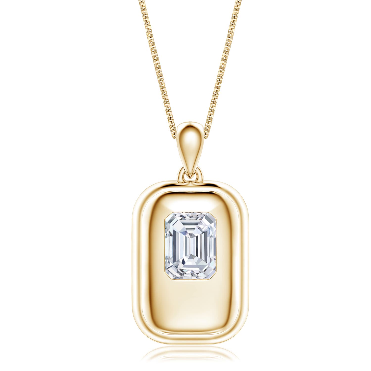 8.5x6.5mm FGVS Emerald-Cut Lab-Grown Diamond Men's Tag Pendant in Yellow Gold