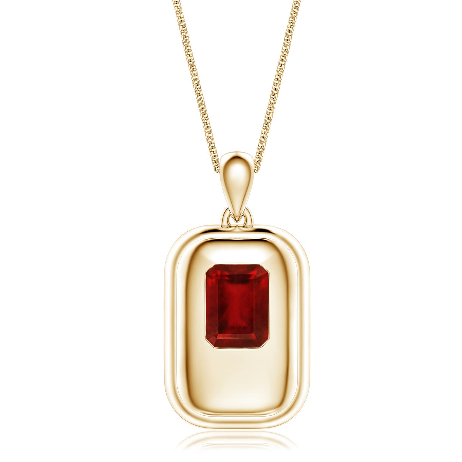 Emerald-Cut Lab-Grown Ruby Men's Tag Pendant