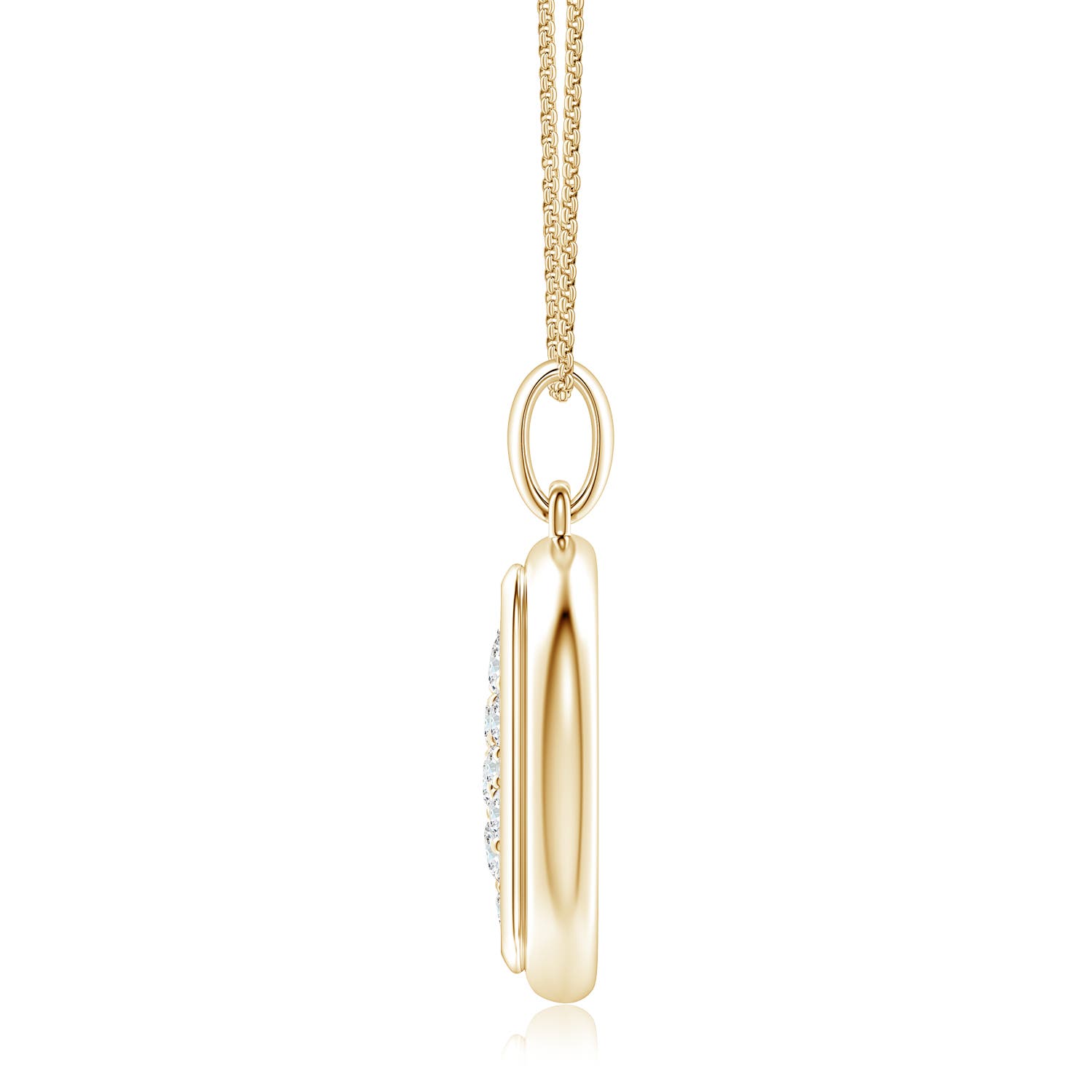 3mm DEVVS Pavé-Set Lab-Grown Diamond Men’s Rounded Rectangle Tag Pendant in Yellow Gold