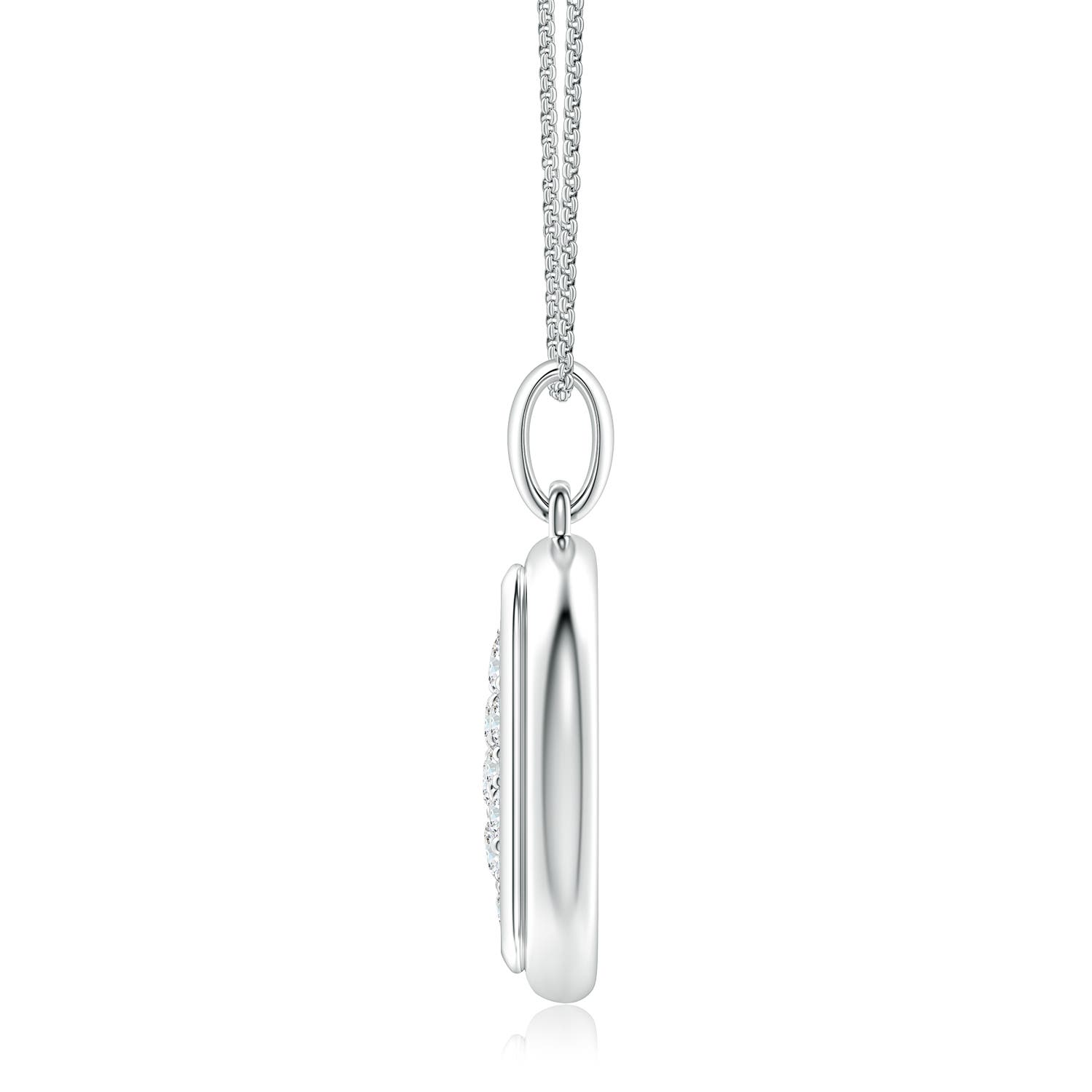 3mm FGVS Pavé-Set Lab-Grown Diamond Men’s Rounded Rectangle Tag Pendant in White Gold