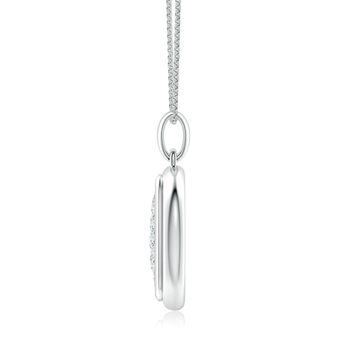 3mm FGVS Pavé-Set Lab-Grown Diamond Men’s Rounded Rectangle Tag Pendant in White Gold