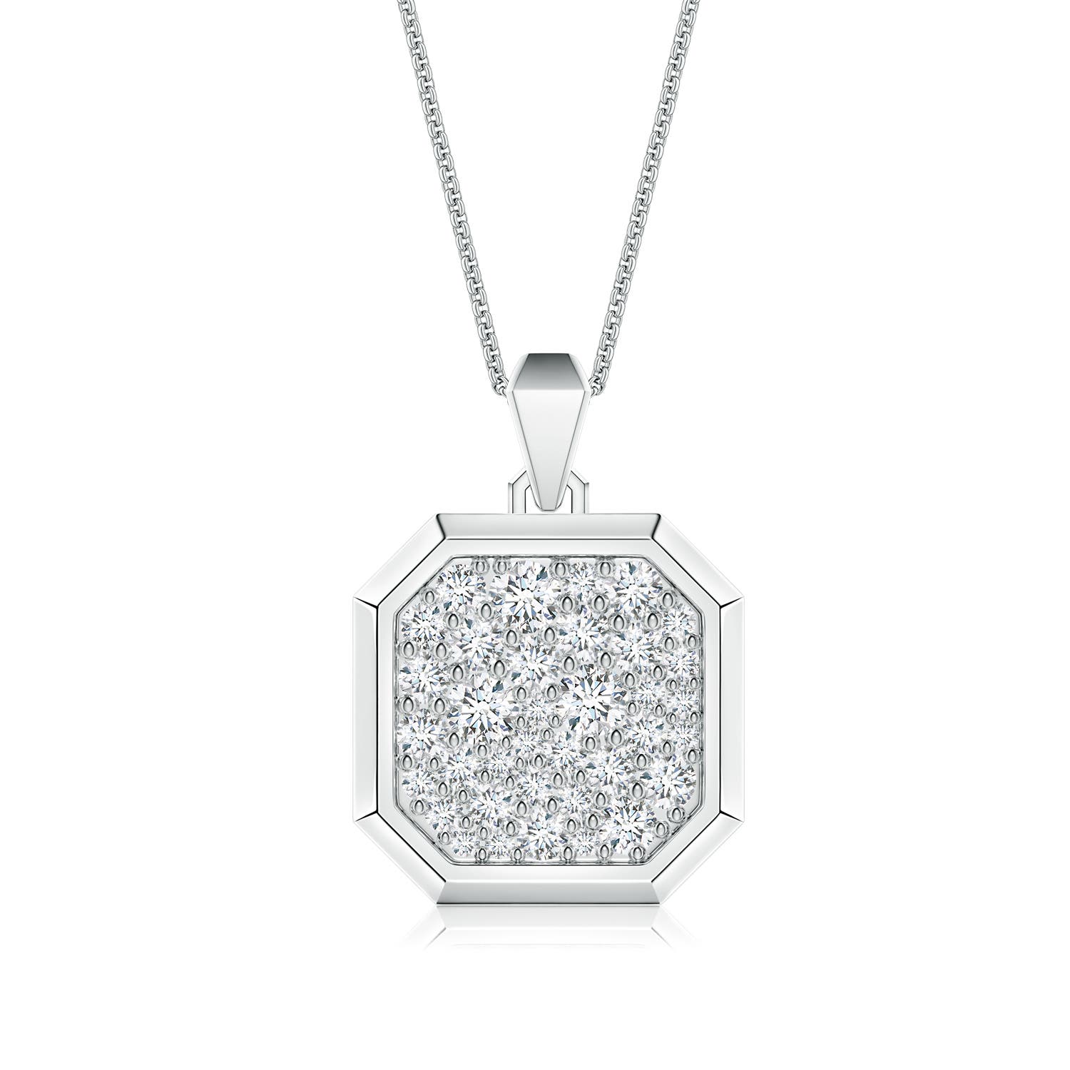 3.2mm DEVVS Pavé-Set Lab-Grown Diamond Men's Octagon Medallion Pendant in White Gold