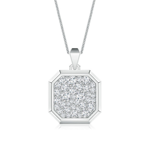 3.2mm FGVS Pavé-Set Lab-Grown Diamond Men's Octagon Medallion Pendant in White Gold