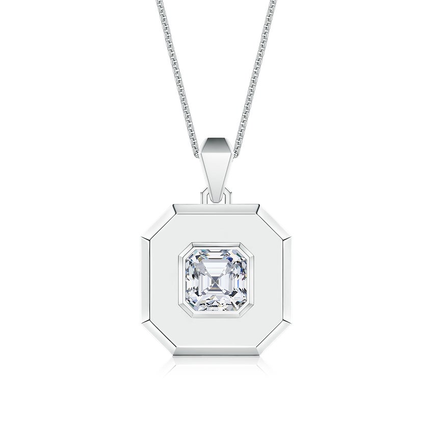 Asscher-Cut Lab-Grown Diamond Men's Octagon Medallion Pendant
