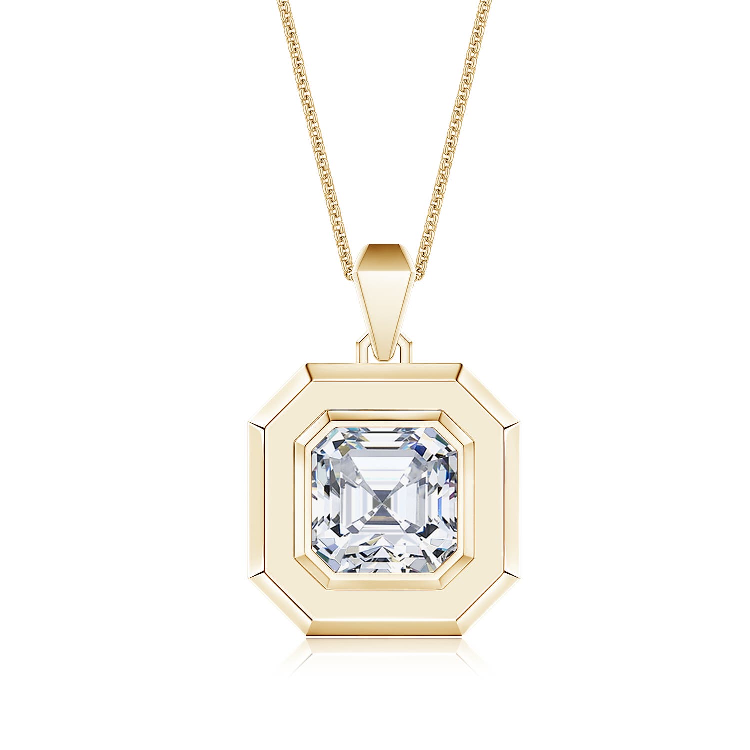 9.5mm FGVS Asscher-Cut Lab-Grown Diamond Men's Octagon Medallion Pendant in Yellow Gold