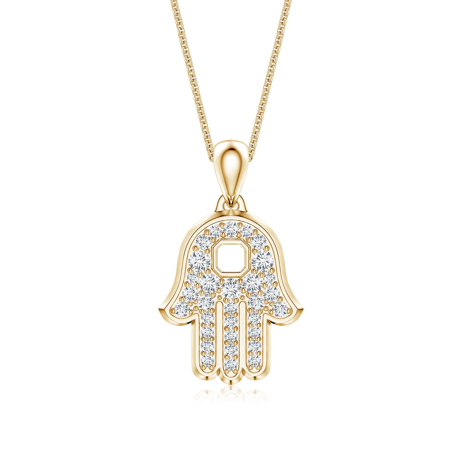2.2mm DEVVS Pavé-Set Lab-Grown Diamond Men’s Hamsa Pendant in Yellow Gold