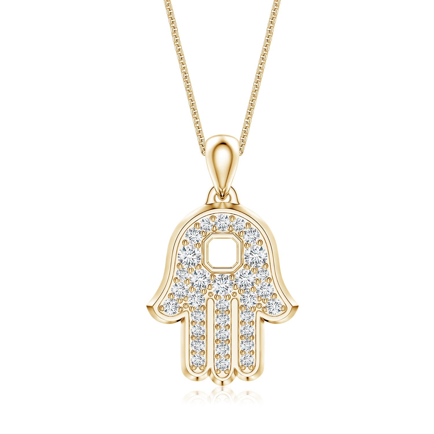 2.4mm FGVS Pavé-Set Lab-Grown Diamond Men’s Hamsa Pendant in Yellow Gold