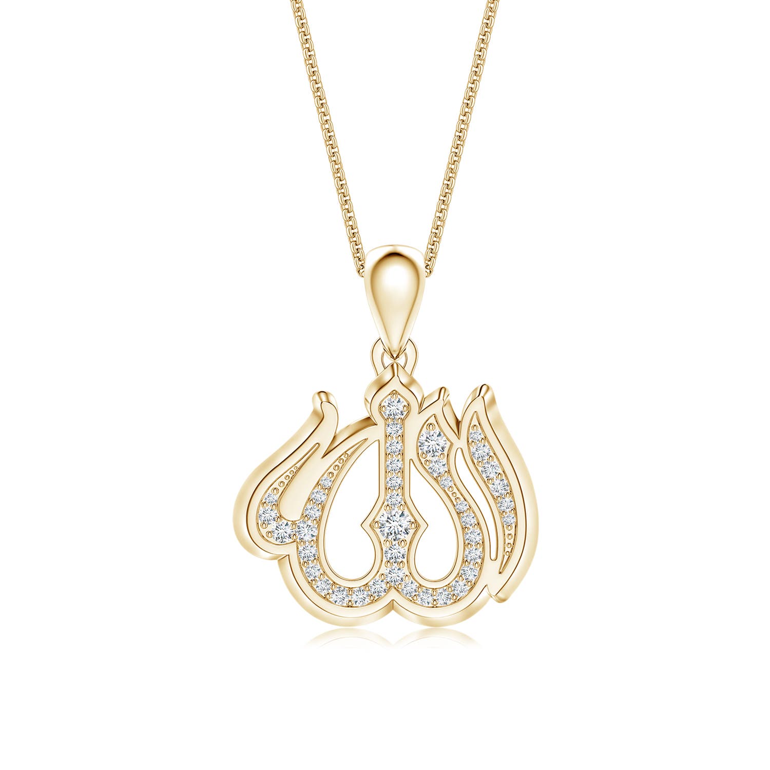 1.8mm DEVVS Pavé-Set Lab-Grown Diamond Men’s Allah Pendant in Yellow Gold