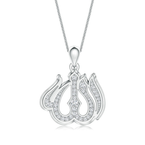 2.1mm FGVS Pavé-Set Lab-Grown Diamond Men’s Allah Pendant in White Gold