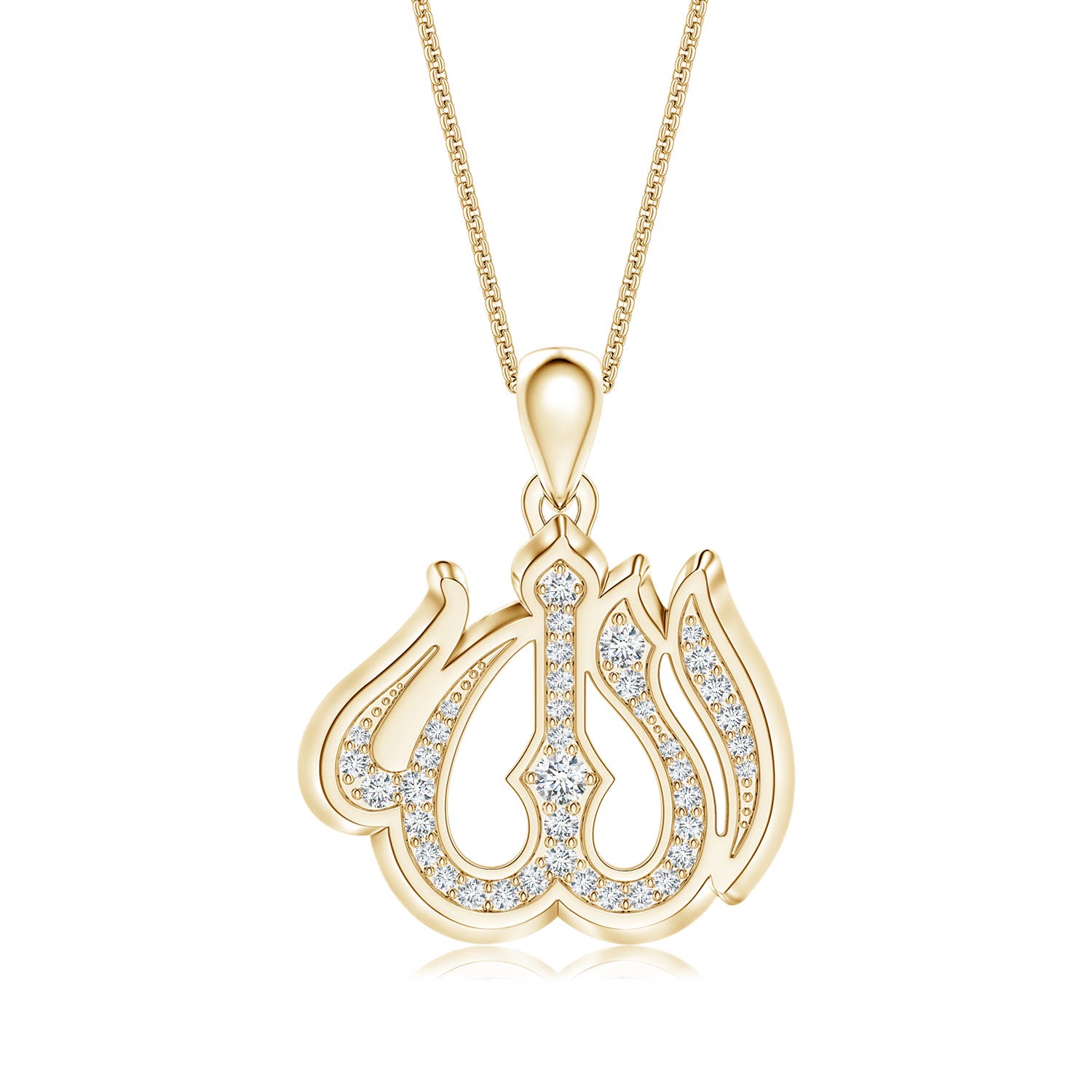 2.1mm FGVS Pavé-Set Lab-Grown Diamond Men’s Allah Pendant in Yellow Gold