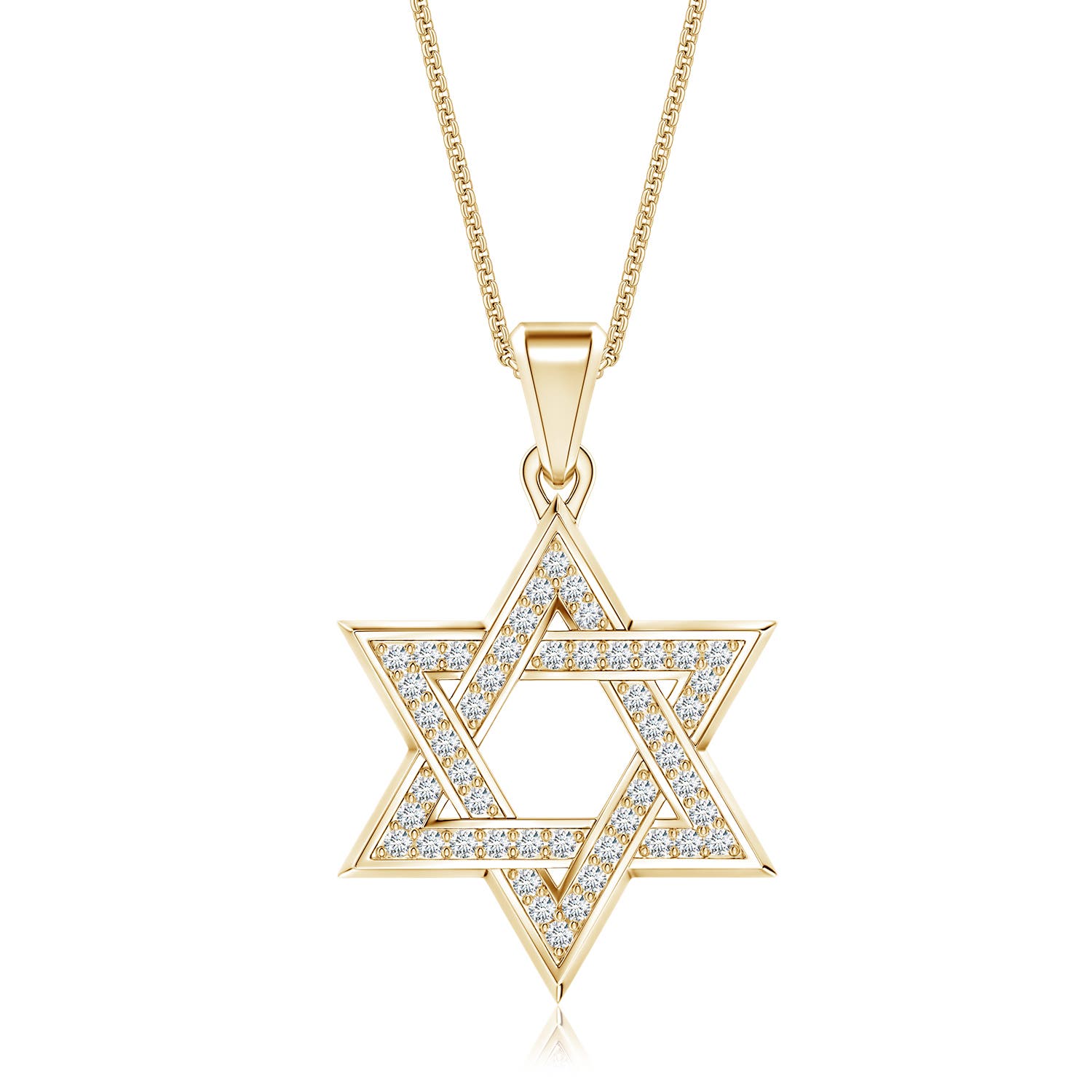 1.2mm FGVS Pavé-Set Lab-Grown Diamond Men's Star of David Pendant in Yellow Gold