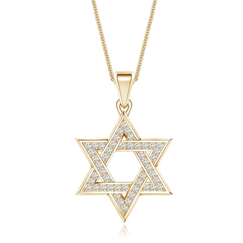 1.2mm FGVS Pavé-Set Lab-Grown Diamond Men's Star of David Pendant in Yellow Gold