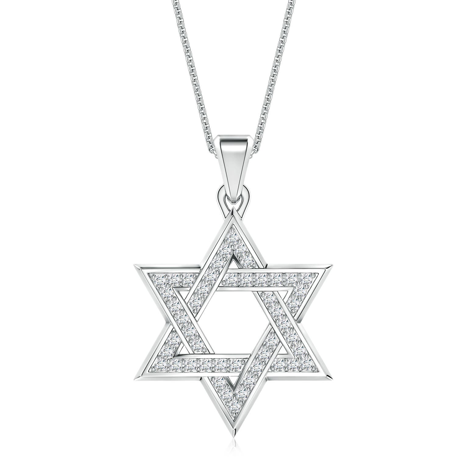 1.3mm FGVS Pavé-Set Lab-Grown Diamond Men's Star of David Pendant in White Gold