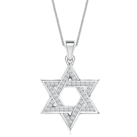 1.3mm FGVS Pavé-Set Lab-Grown Diamond Men's Star of David Pendant in White Gold