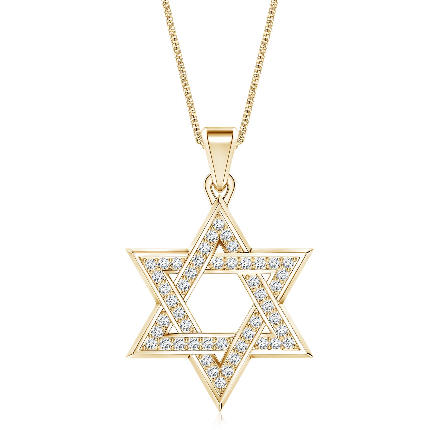 1.3mm FGVS Pavé-Set Lab-Grown Diamond Men's Star of David Pendant in Yellow Gold
