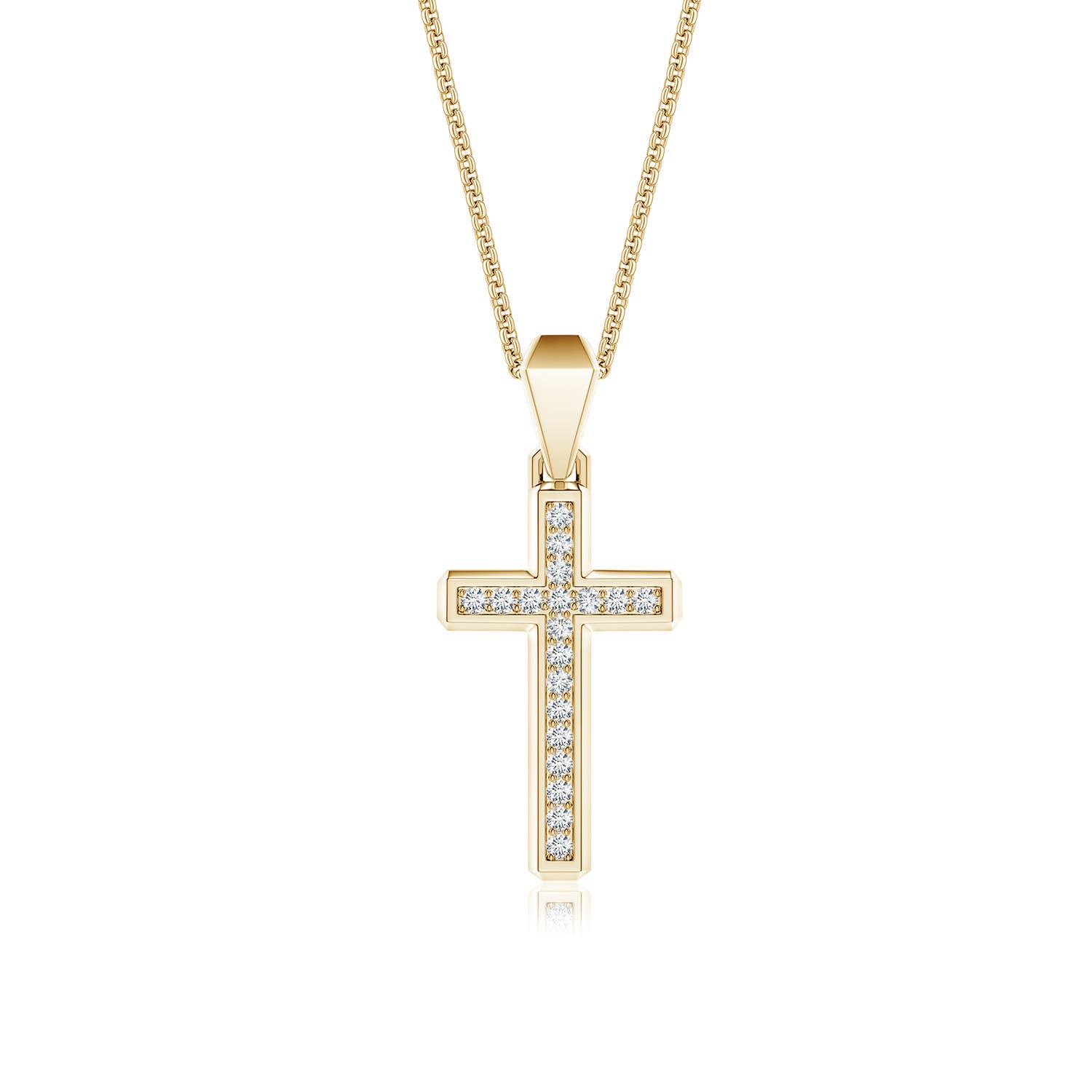 1.2mm DEVVS Pavé-Set Lab-Grown Diamond Men's Cross Pendant in Yellow Gold