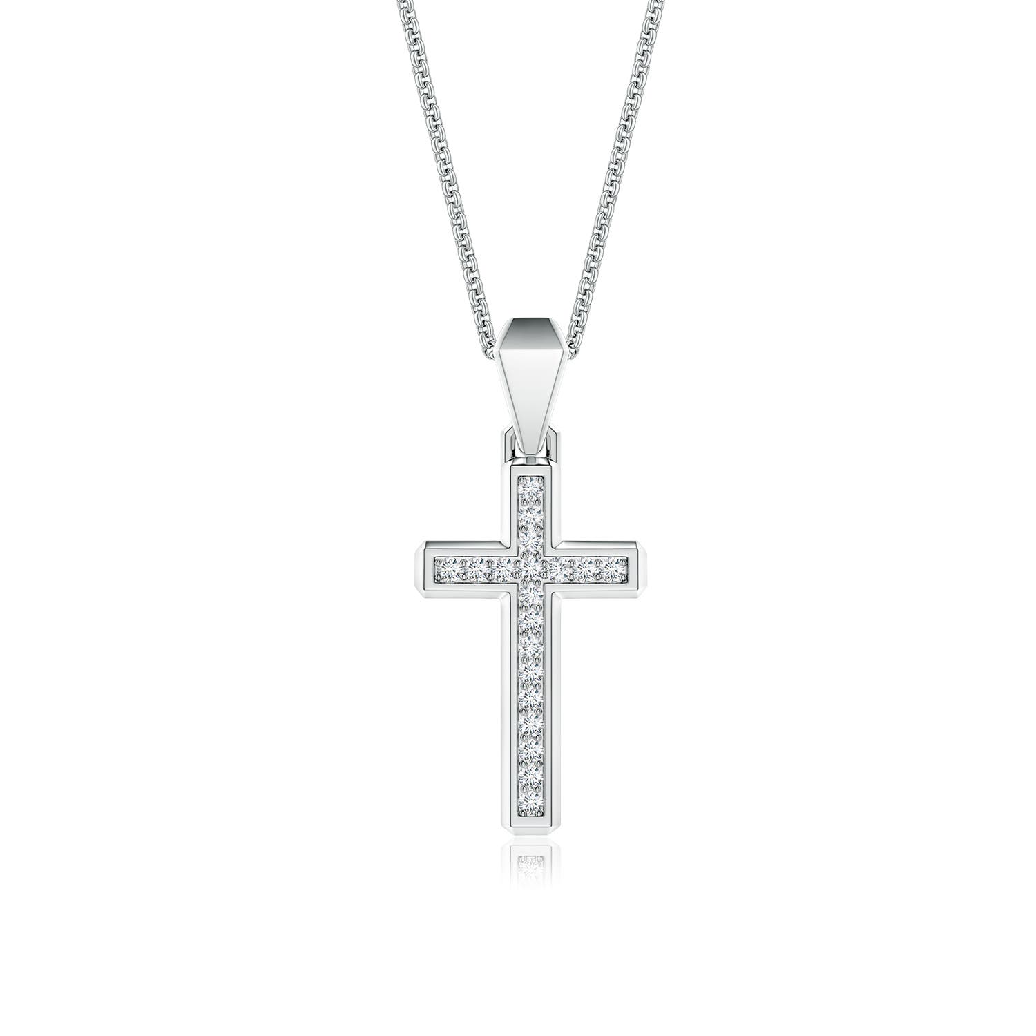 1.2mm FGVS Pavé-Set Lab-Grown Diamond Men's Cross Pendant in White Gold