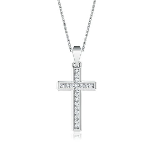 1.5mm DEVVS Pavé-Set Lab-Grown Diamond Men's Cross Pendant in S999 Silver