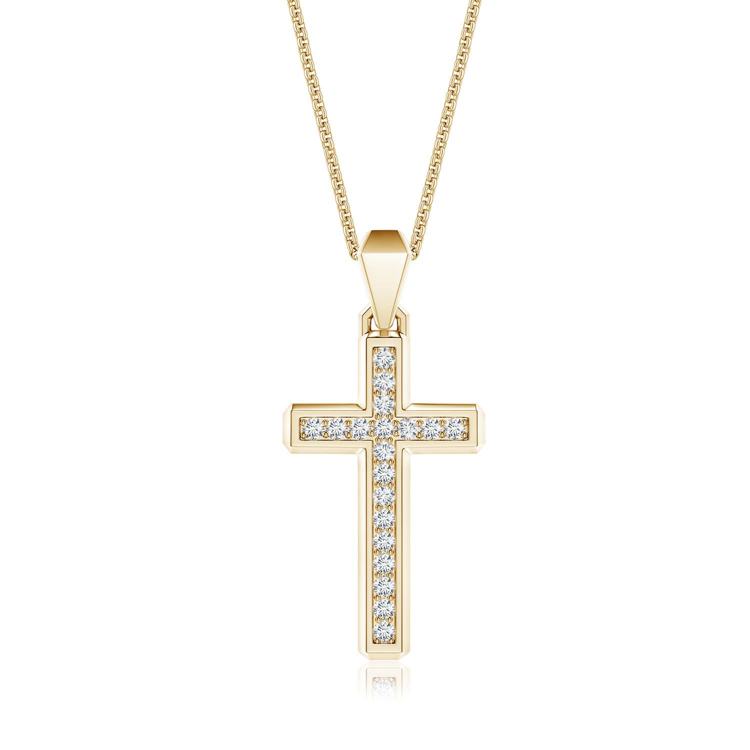 1.5mm FGVS Pavé-Set Lab-Grown Diamond Men's Cross Pendant in Yellow Gold