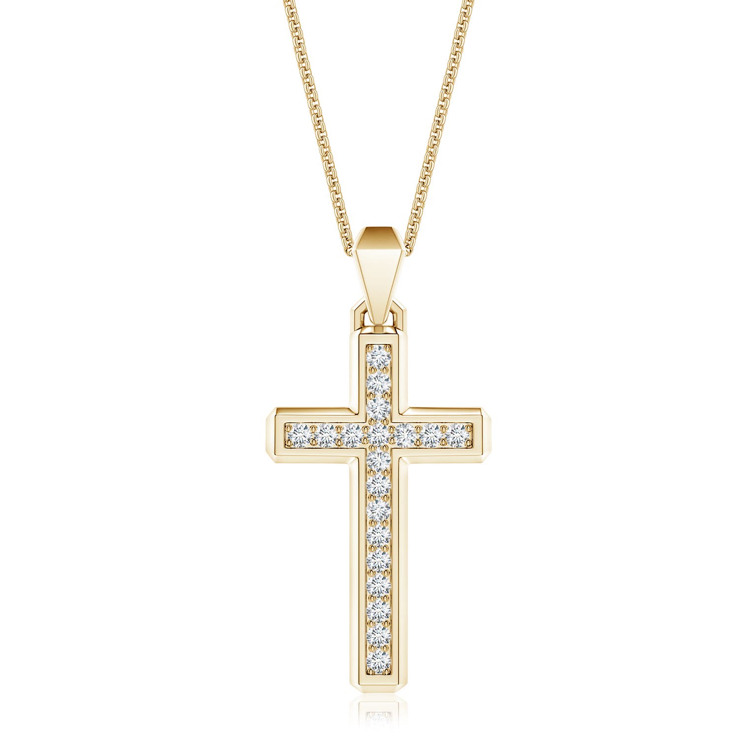 1.7mm FGVS Pavé-Set Lab-Grown Diamond Men's Cross Pendant in Yellow Gold