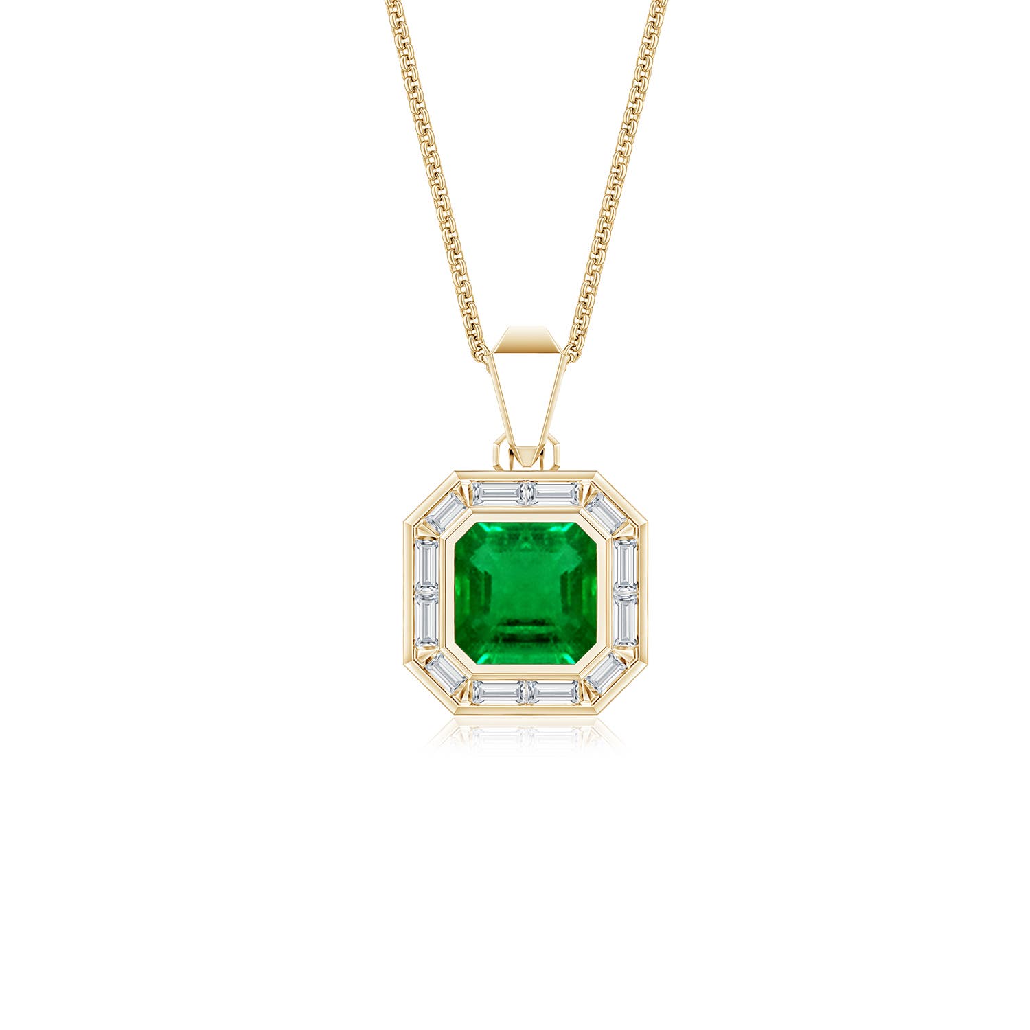 Square Emerald-Cut Lab-Grown Emerald Men's Medallion Pendant