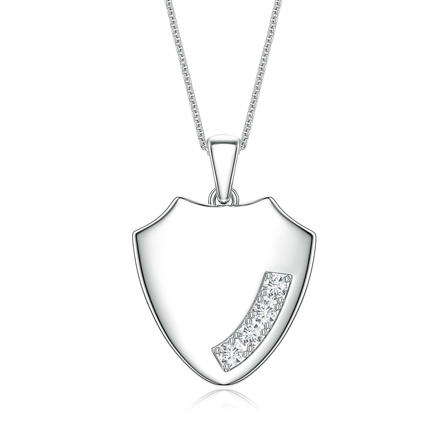 2.8mm FGVS Lab-Grown Diamond Shield-Shaped Men's Medallion Pendant in White Gold