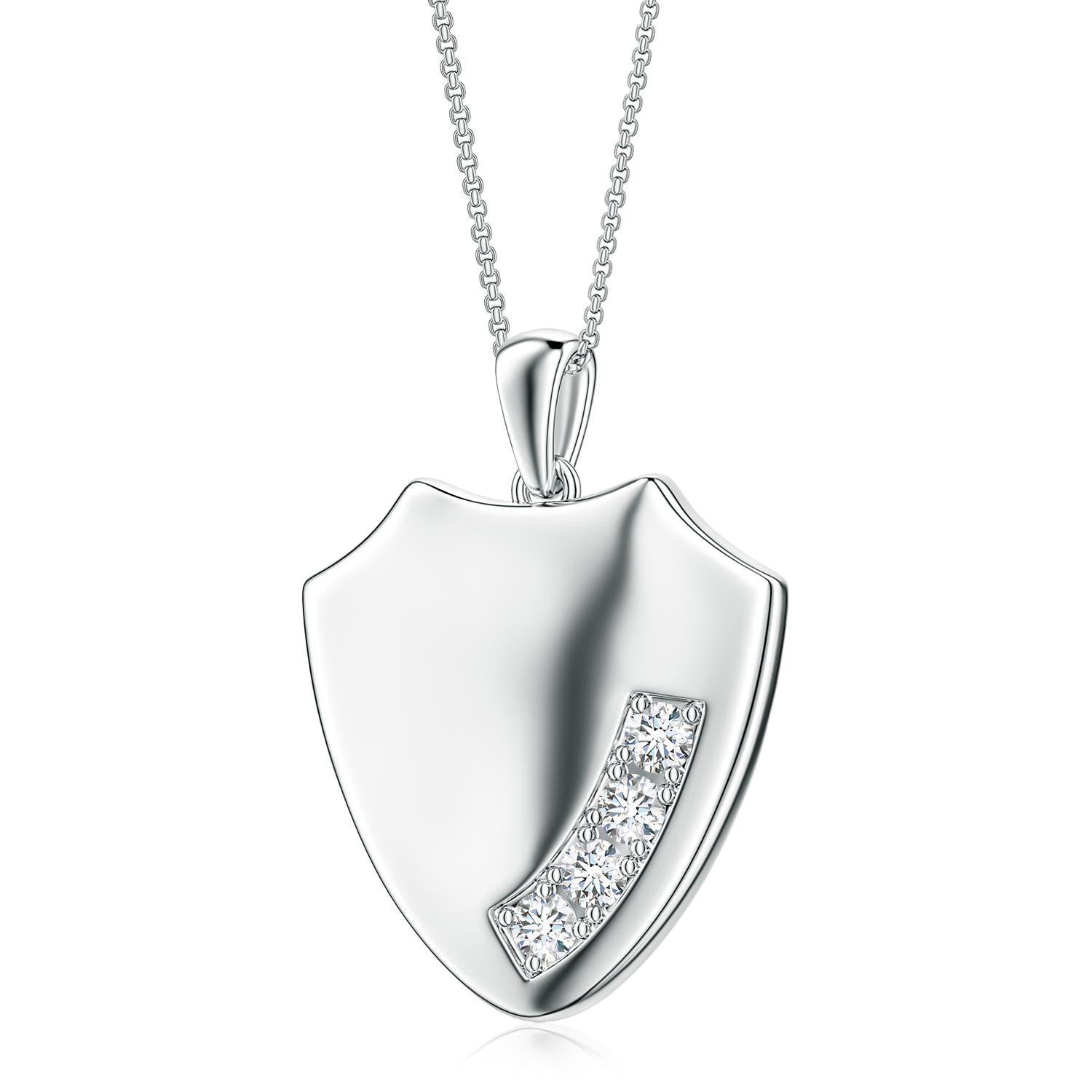 3mm FGVS Lab-Grown Diamond Shield-Shaped Men's Medallion Pendant in White Gold