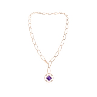 14mm AAA Natori x Angara Infinity Concentric Circle Amethyst Adjustable Y Necklace with Diamond Bars in 10K Rose Gold