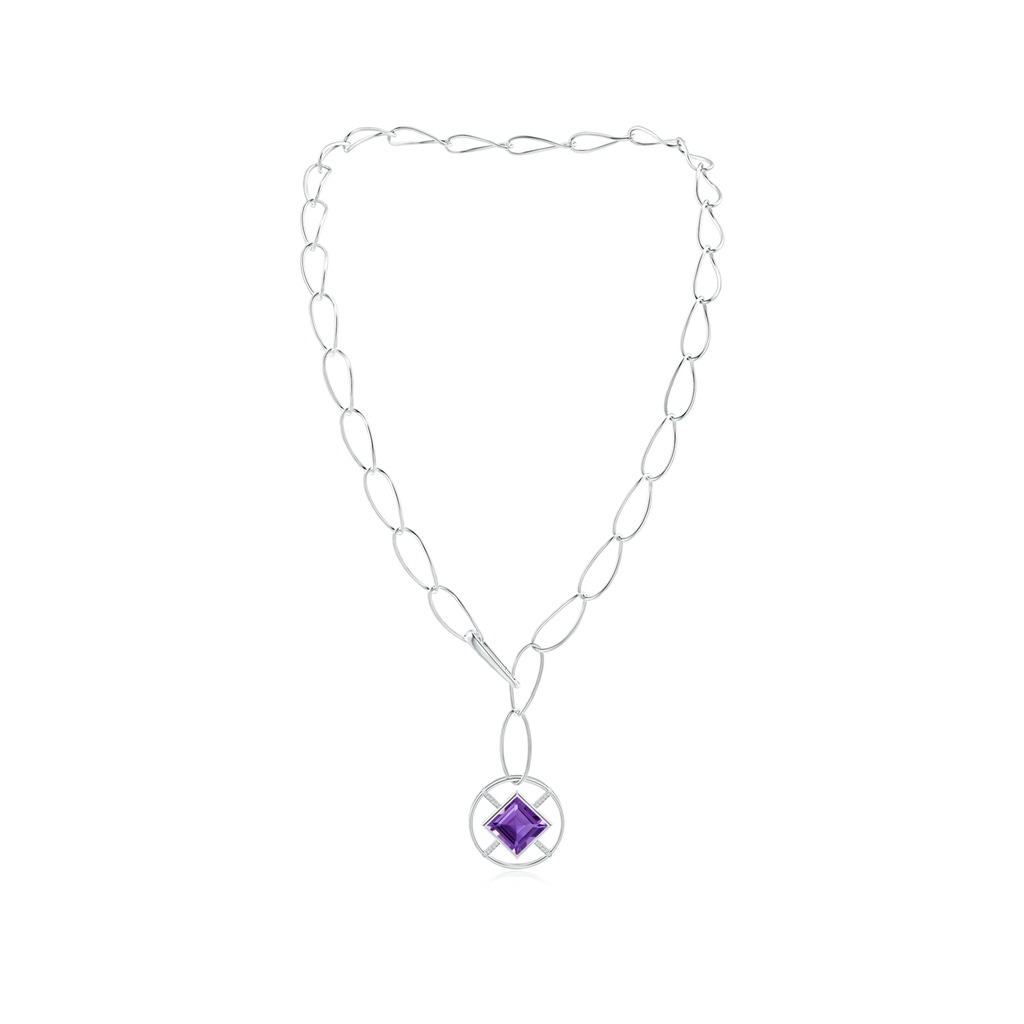 14mm AAA Natori x Angara Infinity Concentric Circle Amethyst Adjustable Y Necklace with Diamond Bars in White Gold