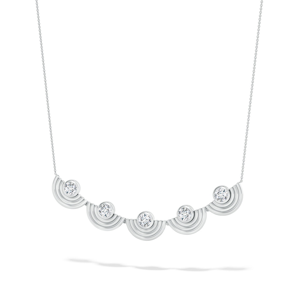 4mm HSI2 Natori x Angara Infinity Diamond Half Concentric Circle Metal Fan Necklace in White Gold side 499