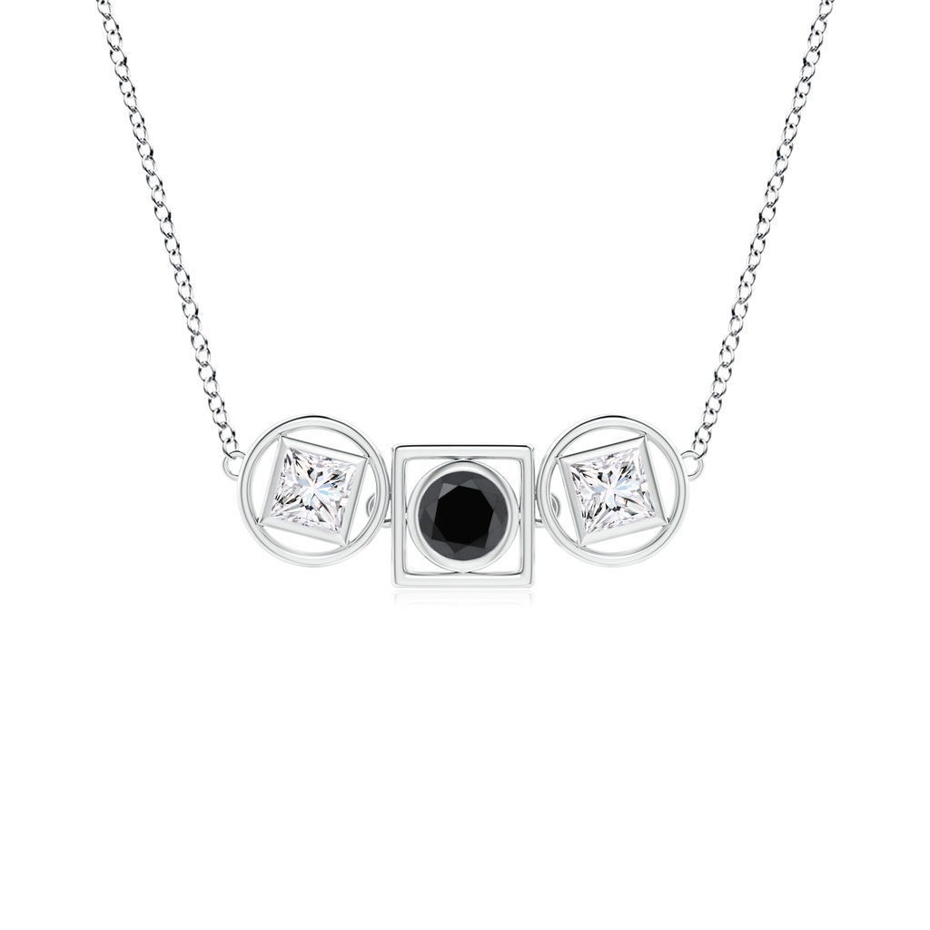 5mm AA Natori x Angara Infinity Black & White Diamond Geometric Three Stone Necklace in White Gold