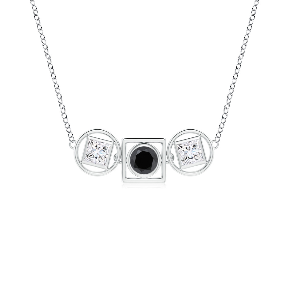 5mm AA Natori x Angara Infinity Black & White Diamond Geometric Three Stone Necklace in White Gold 