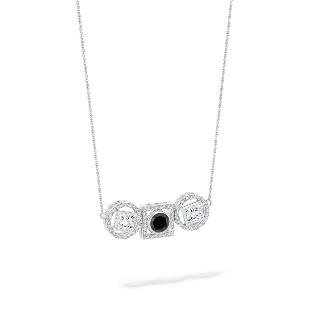 5mm AA Natori x Angara Infinity Black & White Diamond Geometric Three Stone Halo Necklace in White Gold Side 499