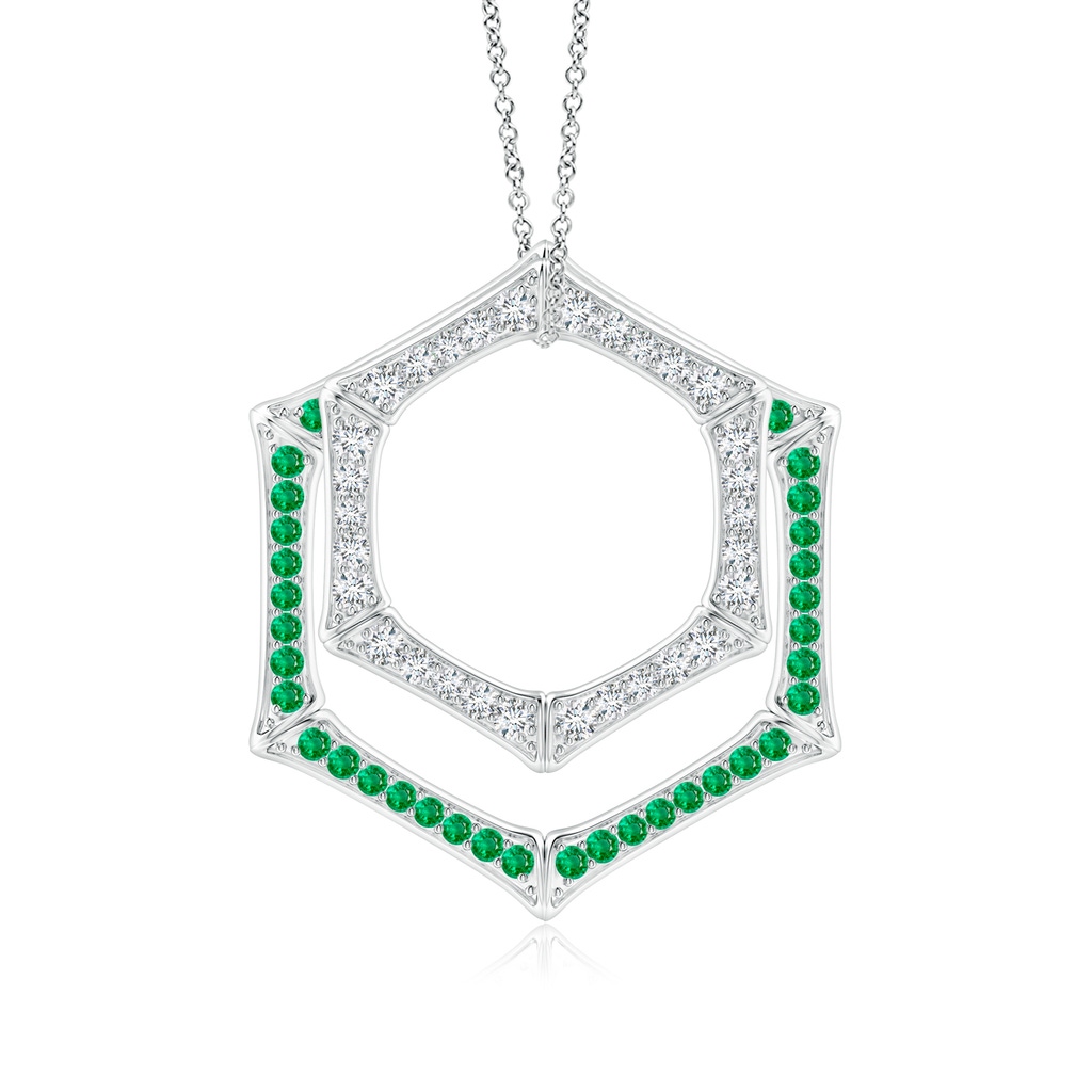 1.45mm IJI1I2 Natori x Angara Hexagonal Indochine Bamboo Multi-Wear Emerald Pendant in White Gold
