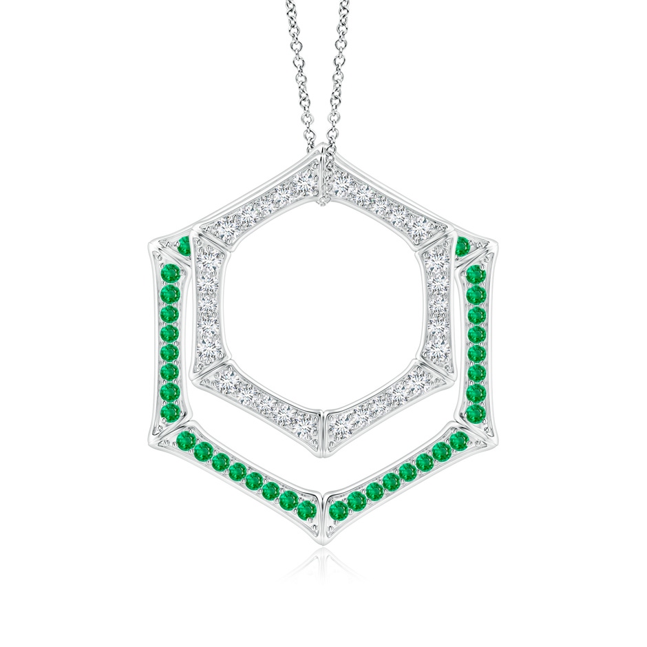 1.45mm IJI1I2 Natori x Angara Hexagonal Indochine Bamboo Multi-Wear Emerald Pendant in White Gold 