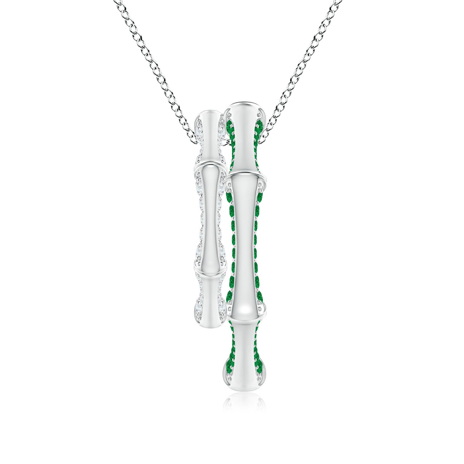 1.45mm IJI1I2 Natori x Angara Hexagonal Indochine Bamboo Multi-Wear Emerald Pendant in White Gold - side 1