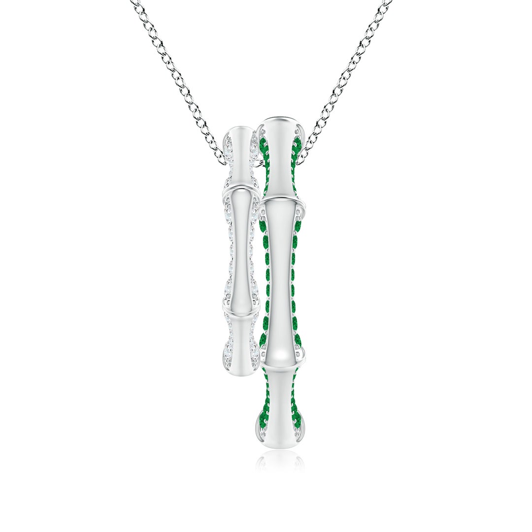 1.45mm IJI1I2 Natori x Angara Hexagonal Indochine Bamboo Multi-Wear Emerald Pendant in White Gold - side 1