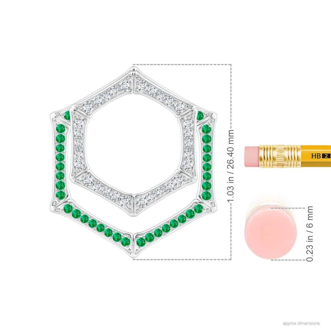 1.45mm IJI1I2 Natori x Angara Hexagonal Indochine Bamboo Multi-Wear Emerald Pendant in White Gold - ruler