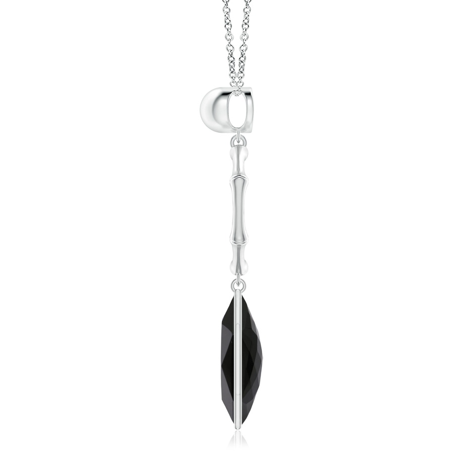 15mm AAA Natori x Angara Black Onyx Hexagon Stone Indochine Bamboo Pendant in S999 Silver side 1