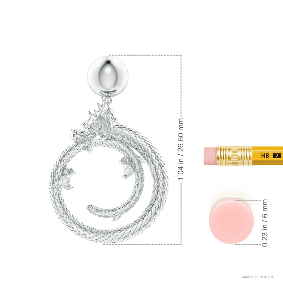 Natori x Angara Small Dragon Pendant in White Gold ruler