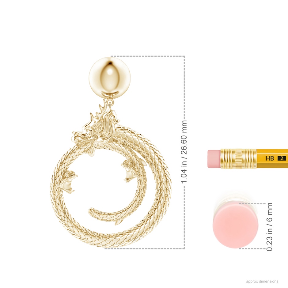 Natori x Angara Small Dragon Pendant in Yellow Gold ruler