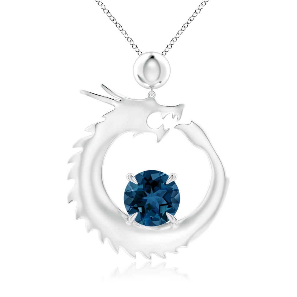 14mm AAA Natori x Angara Dragon Slider London Blue Topaz Pendant in White Gold