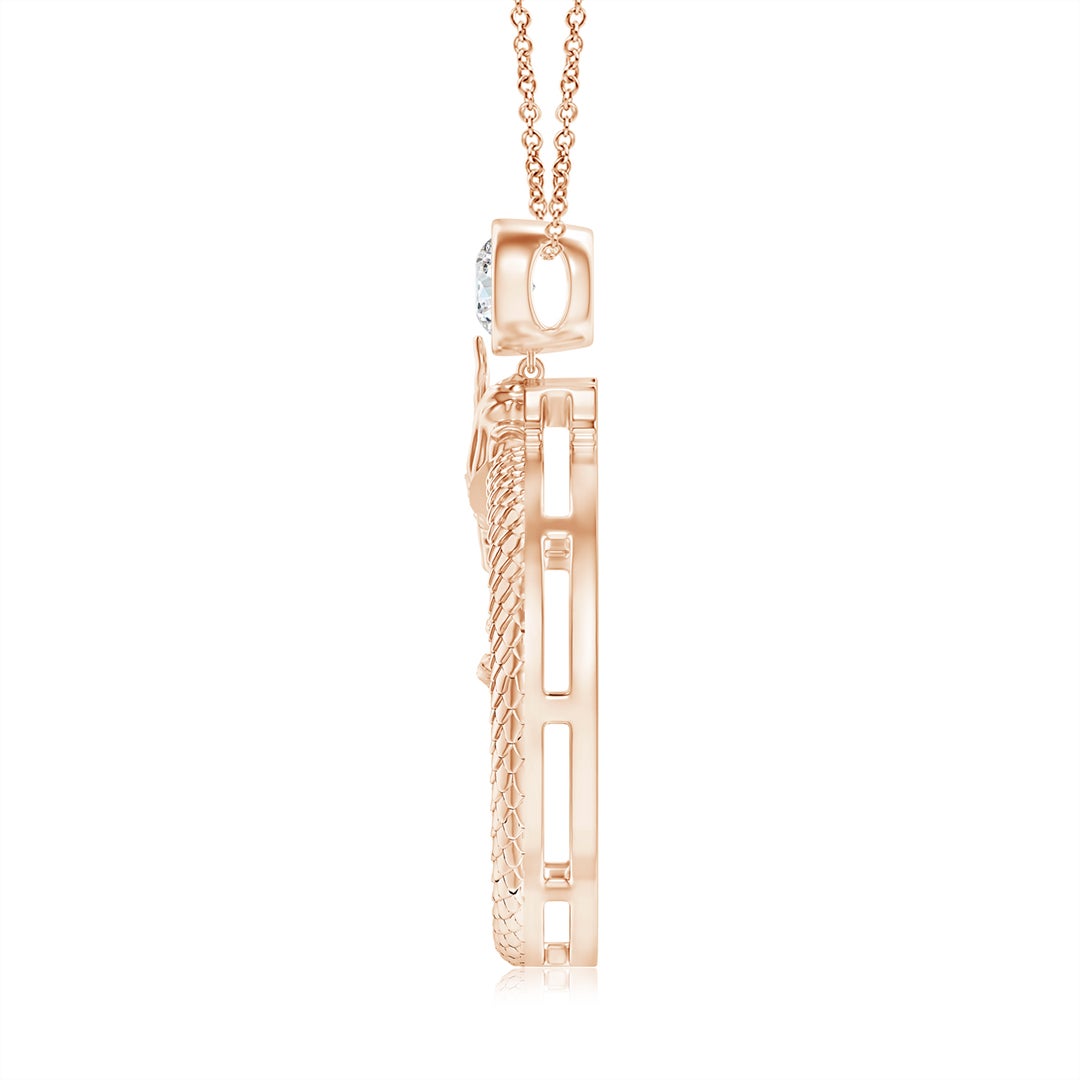 3.5mm IJI1I2 Natori x Angara Small Dragon Slider Pendant With Diamond in Rose Gold - side 1