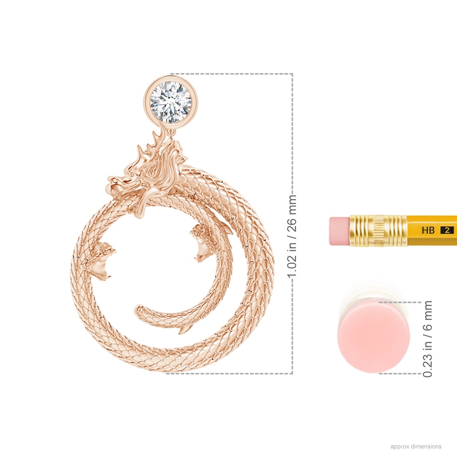 3.5mm IJI1I2 Natori x Angara Small Dragon Slider Pendant With Diamond in Rose Gold ruler