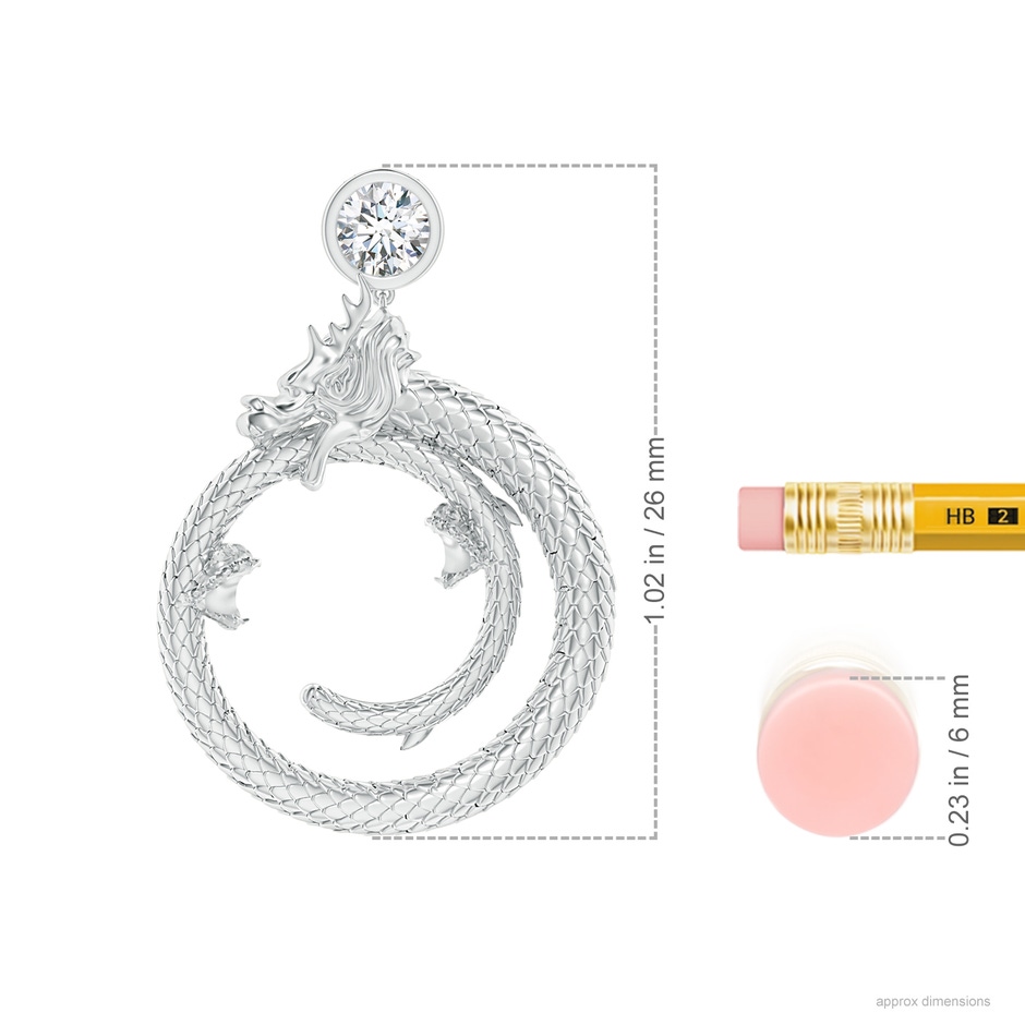 3.5mm IJI1I2 Natori x Angara Small Dragon Slider Pendant With Diamond in White Gold ruler